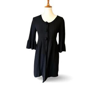 Vintage Y2K For Joseph Cashmere-Cotton Cardigan – Black Rosebud Snap Closure, XS